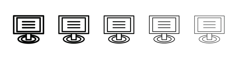 Computer monitor icon isolated vector on white background set