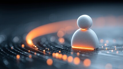 Poster - minimal profile account symbol on the glossy futuristic surface glowing dots and lines