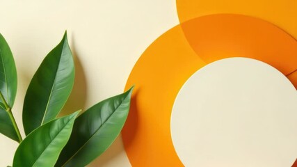 Poster - A small green plant sits beside a white circular object, perfect for use in illustrations about nature or simple design.