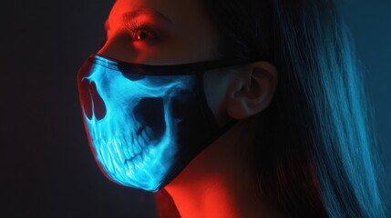 Poster - Screaming Shadow Contrasts With Calm Face Mask in an Eerie and Intriguing Display of Emotion and Light