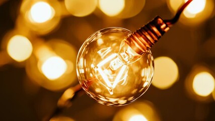 Poster - A clear view of a light bulb attached to a string, great for representing small details or adding illumination to your design.