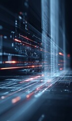 Fototapete - Digital abstraction showcasing data flow and connectivity