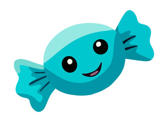 Poster - funny cartoon candy, A cute, smiling candy made of blue.