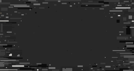 Poster - Digital glitch overlay. Pixel noise effect, TV distortion with static pixelated screen artifacts, analog VHS tape glitchy pixels texture. Vector noise tape background