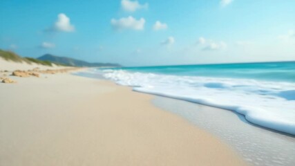 Wall Mural - a wave crashes onto the shore on a sunny day.