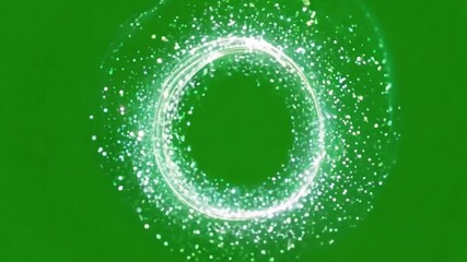 Poster - Ethereal Energy Circle: An abstract and captivating display of glowing energy swirls in a circular formation, against a bright green backdrop, creating a sense of wonder and dynamism.