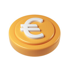 Poster - Golden 3d render icon euro coin spinning, metallic gleaming, surface digital rendering with transparent backdrop for financial graphic design