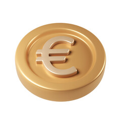 Poster - Golden 3d render icon euro coin spinning, metallic surface financial digital rendering backdrop transparent with for design graphic gleaming,