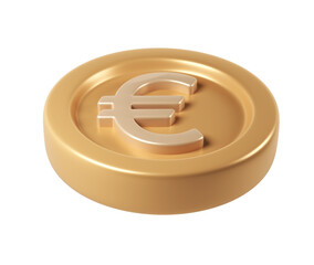 Poster - gleaming, 3d render icon euro coin spinning, metallic surface rendering digital design with transparent backdrop for financial graphic Golden