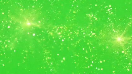 Poster - Shining Energy: Illuminated particles in a bright green space, possibly representing energy or cosmic phenomena, exuding a sense of vitality, brilliance, and otherworldly beauty.