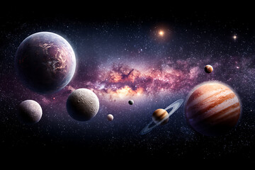 Wall Mural - Planets galaxy stars cosmic space nebula universe astronomy solar system