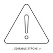 © SERSOLL - Alert symbol icon in minimal linear style with editable stroke. Triangle with exclamation mark representing warning, error, danger, risk, caution, alert sign, attention message.
