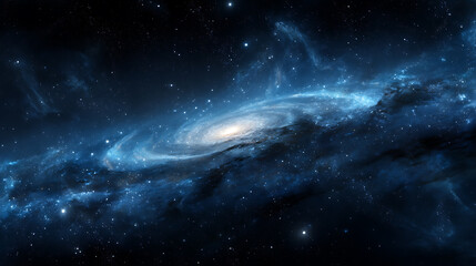Wall Mural - Majestic spiral galaxy in deep space cosmic nebula starscape