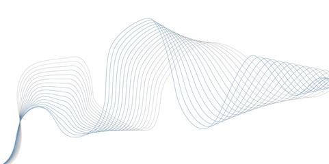Poster - Abstract flowing lines in shades of blue and gray on a white background creating a wave pattern white background.