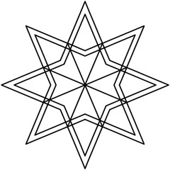 Aufkleber - Geometric star design a stylized black and white eight pointed star mandala perfect for decorative elements and spiritual themes