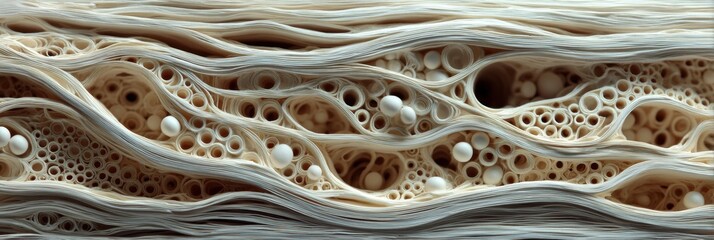 Poster - Intricate Paper Art Showcases Layered Nerves in Three-Dimensional Depth, Revealing Delicate Textures and Organic Forms