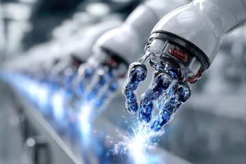 Poster - Robotic arm generating sparks in advanced manufacturing facility
