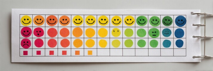 Aufkleber - Emotional Check-In Chart for Daily Use Featuring Colorful Smiley Faces and Emotion Indicators for Monitoring Feelings Effectively