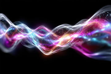 Fototapete - Colorful light waves create a dynamic display of motion and energy in a dark environment