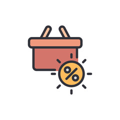 Poster - shopping basket with percentage symbol represents discount sale concept
