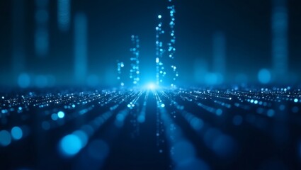 Poster - an eye-catching visual representation of data flow with lines and glowing particles, exuding a modern and technological vibe