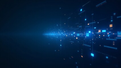 Poster - Abstract digital network moving through cyberspace, representing data transmission and technological advancement