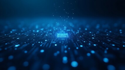 Poster - A close-up shot of a futuristic computer chip, glowing and intricate in detail