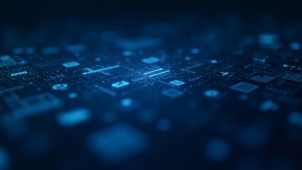 Poster - Intricate digital data visualization in shades of blue. A mesmerizing display of interconnectedness, ideal for illustrating modern technology and complex systems