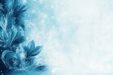 Naklejka na meble serene winter banner with swirling snowflakes on a soft blue background, ideal for festive marketing, Generative AI