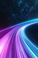Poster - A colorful, swirling galaxy with purple, blue, and green streaks. The image is a representation of the vastness and beauty of the universe