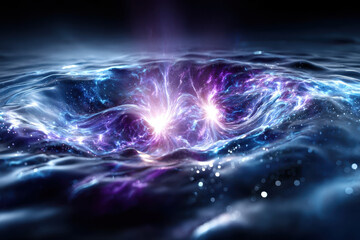 Poster - Cosmic swirl of vibrant energy in deep space during galactic formation