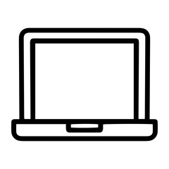 Poster - Outline style image depicts a laptop computer, presented from a frontal view, denoting a modern portable device for work, study, or entertainment. Related to portable computing, digital nomadism