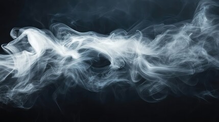 Poster - Ethereal Swirls of White Smoke Flowing Gracefully Against a Dark Background, Creating a Mystical and Dreamy Atmosphere Perfect for Artistic Expressions and Design Projects