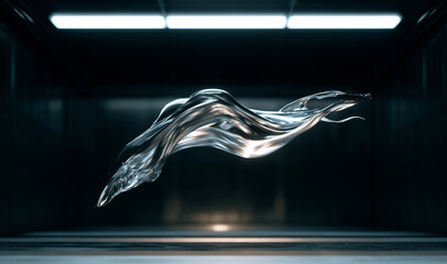 Aufkleber - An innovative demonstration highlights the transformation abilities of smart materials, showcasing a flowing form of liquid metal that adapts dynamically.