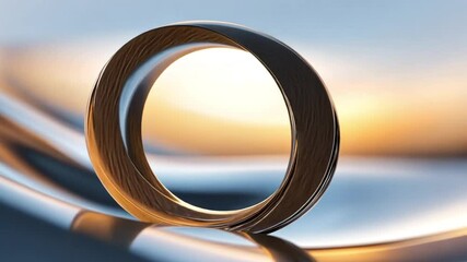 Poster - Circular Design: A beautifully crafted ring, showcasing intricate layers of metal, embodies a sense of minimalist sophistication. The image radiates warmth and elegance.