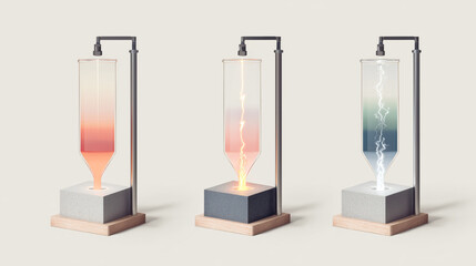 Aufkleber - A laboratory setup showcases a series of transparent tubes filled with different colored materials illustrating shape memory alloys.