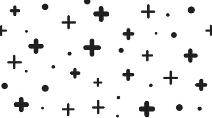 Poster - Simple symbols create abstract patterns in seamless monochrome backdrop presentation