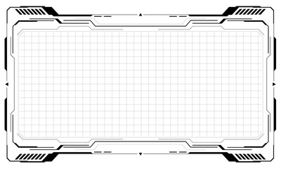 Poster - Hud frames black user interface elements design modern technology futuristic control panel screen digital hologram window gaming menu touching cyber monitor set on white background vector