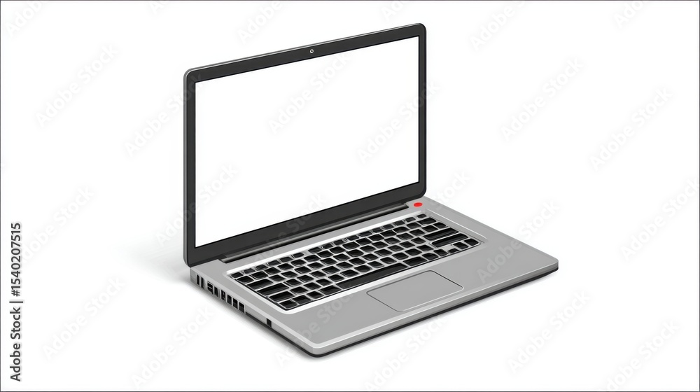 Modern slim lightweight laptop computer with a large screen and backlit keyboard ideal for office work and digital tasks isolated on a white background