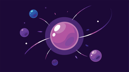 Poster - Abstract design of bright purple glowing energy orbs with dynamic lines on dark backdrop