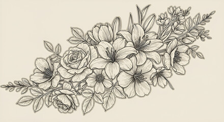  Floral Precision – High-Detail Line Art Design for Laser Cutting