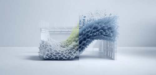 Aufkleber - A dynamic display showcases smart materials that transform from one state to another. The adaptive design highlights the fluidity and versatility of liquid metal alloys used in modern technology.