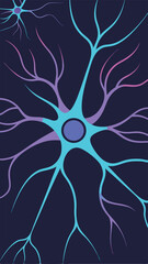 Poster - Abstract digital brain neuron mesh design with glowing neuron signals on dark background