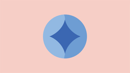 Poster - Abstract geometric composition with bright blue diamond and circle shapes