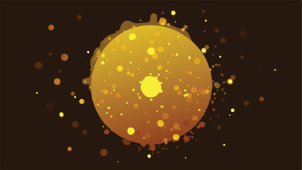 Poster - Abstract golden illustration of a sunburst with circular bokeh effects and splashes