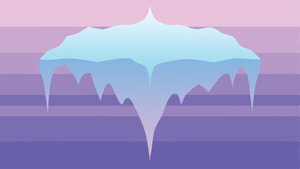 Poster - Abstract gradient iceberg illustration with a pastel color palette on transparent background