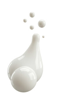 Creamy Milk Splash Abstract 3D Render of Milk Droplets and Splashes