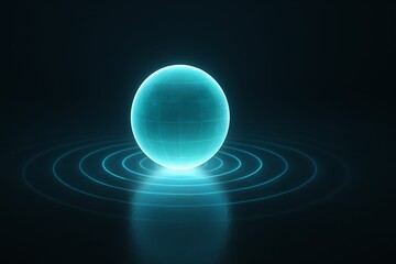 Aufkleber - Glowing blue sphere with digital ripple effect, futuristic minimal concept

