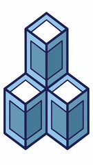 Poster - Abstract illustration of blue cubes interconnected suitable for design concepts