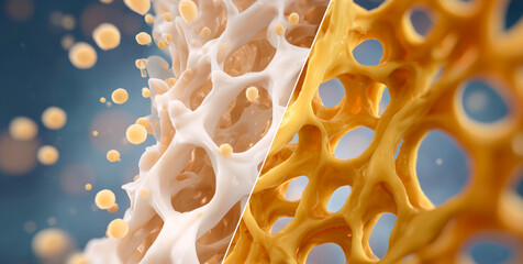 Aufkleber - Detailed view reveals the dynamic structure of smart materials showcasing shape memory alloys. The innovative transformation highlights properties of adaptability and liquid metal mechanisms.